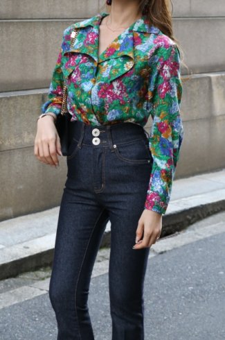 【vintage】KENZO / cascading collar floral blouse