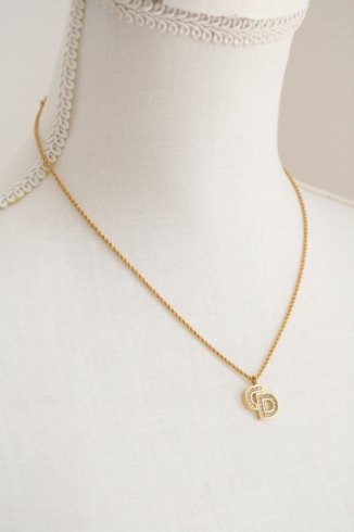 【vintage】Christian Dior / CD motif rhinestone necklace