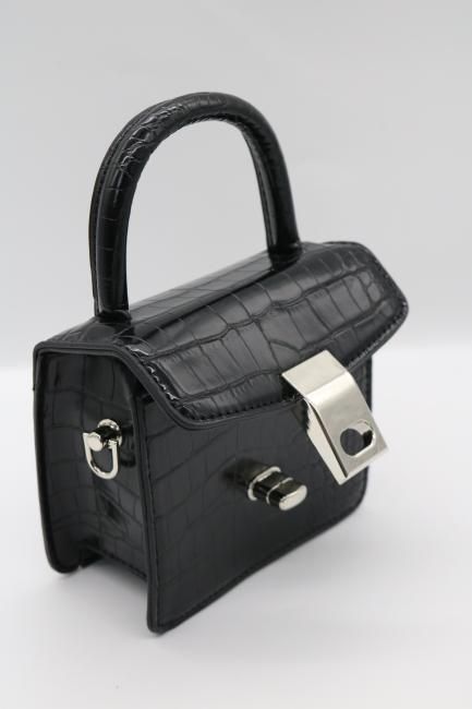 2way croco mini shoulder bag / black - Madder vintage