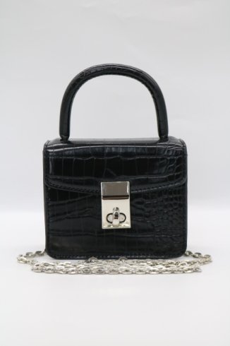 2way croco  mini shoulder bag / black