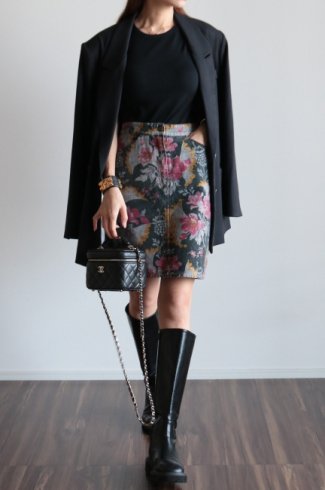 【vintage】KENZO / 90's floral tight denim skirt
