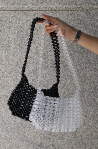 beads shoulder bag / clear･black