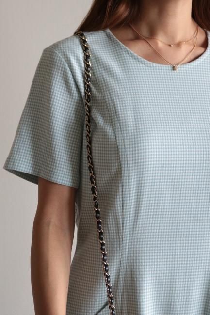 vintage】Yves Saint Laurent / round neck shepherd check