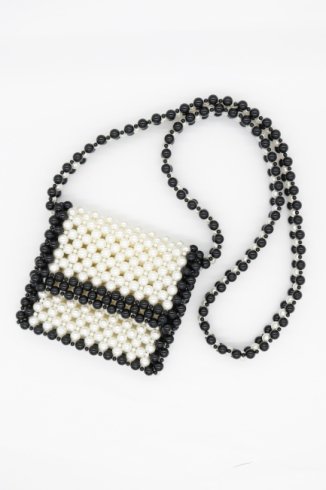pearl beads shoulder flap bag