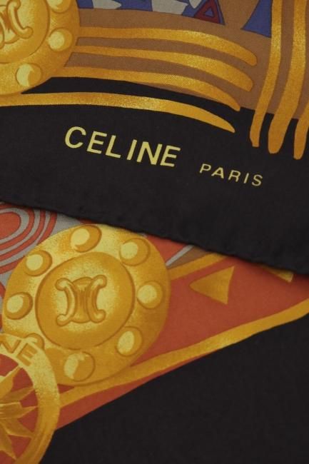 Celineセリーヌ スカーフ チェーンモチーフ ゴールド×ネイビー