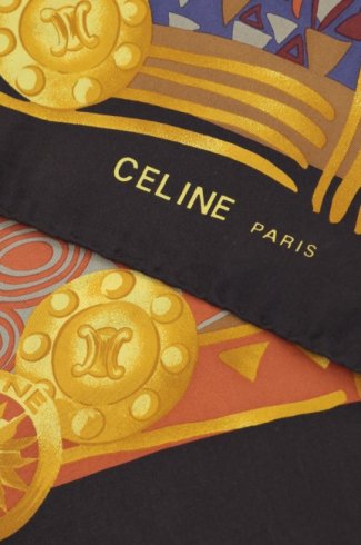 【vintage】CELINE / textile logo & macadam pattern silk scarf