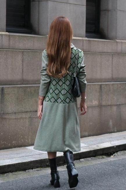 vintage】70's-80's ILGWU tag front ribbon tie drop waist