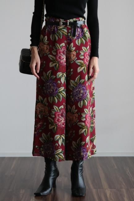 vintage】KENZO / floral wide pants - Madder vintage vintage】KENZO / floral wide pants - Madder vintage