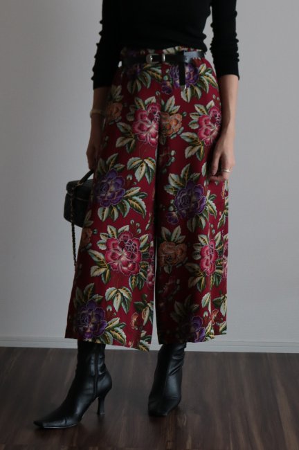 vintage】KENZO / floral wide pants - Madder vintage