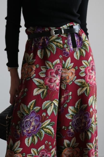 vintage】KENZO / floral wide pants - Madder vintage vintage】KENZO / floral wide pants - Madder vintage