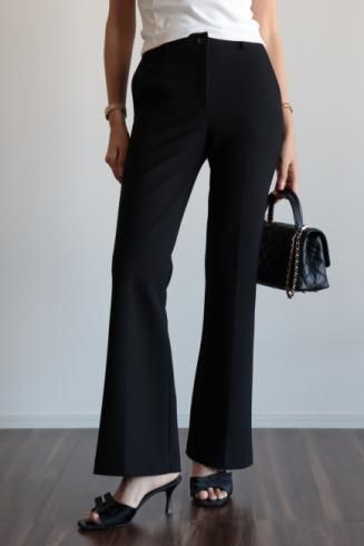 cut flare center press super stretch slacks pants