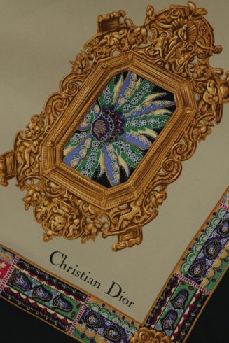 【vintage】Christian Dior / baroque motif silk scarf