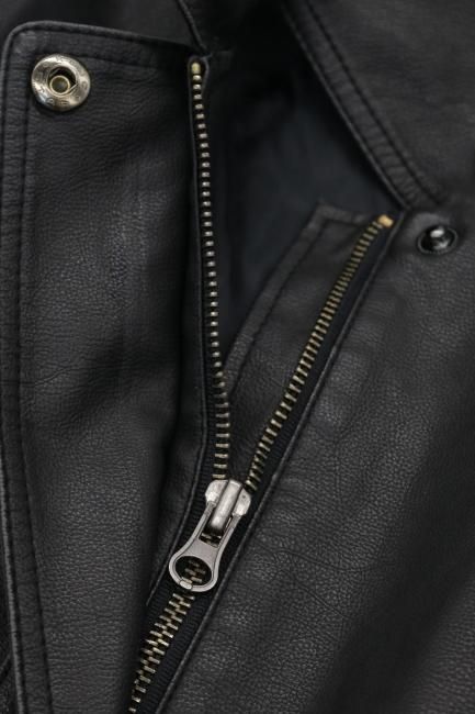vintage like zip up shrink fake leather jacket / black vintage like zip up shrink fake leather jacket / black