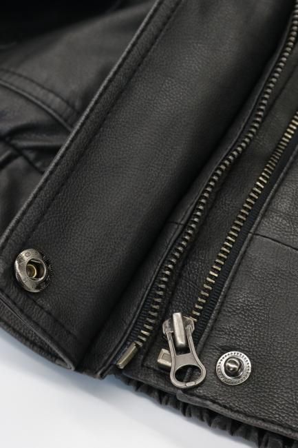 vintage like zip up shrink fake leather jacket / black vintage like zip up shrink fake leather jacket / black