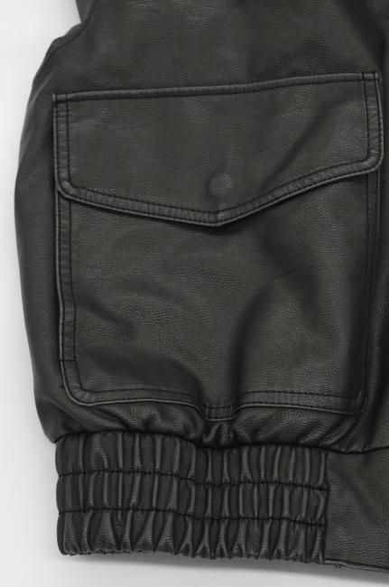 vintage like zip up shrink fake leather jacket / black vintage like zip up shrink fake leather jacket / black