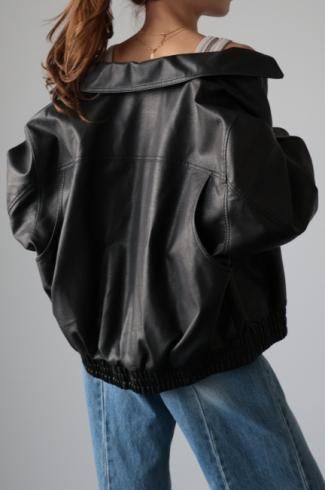 <img class='new_mark_img1' src='https://img.shop-pro.jp/img/new/icons56.gif' style='border:none;display:inline;margin:0px;padding:0px;width:auto;' />vintage like zip up shrink fake leather jacket / black