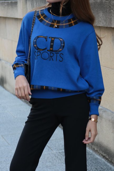 vintage】Christian Dior / CD logo embroidery knit tops - Madder