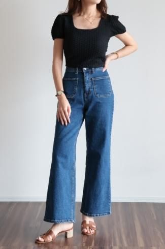 double patch pocket denim pants / blue
