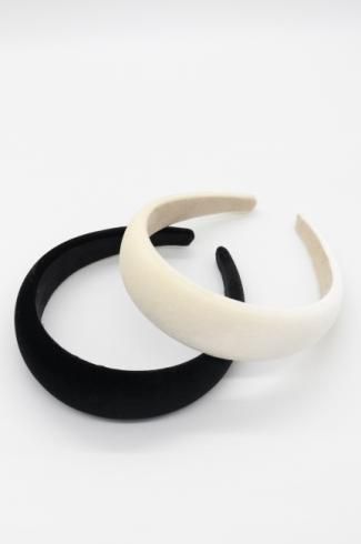 velour head band / whiteblack