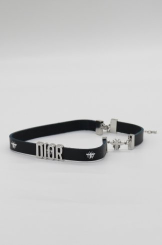 【USED】Christian Dior / leather like Bee choker / bracelet