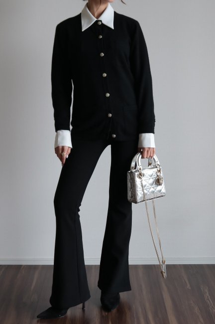 vintage】Christian Dior / bijou button round neck wool cardigan