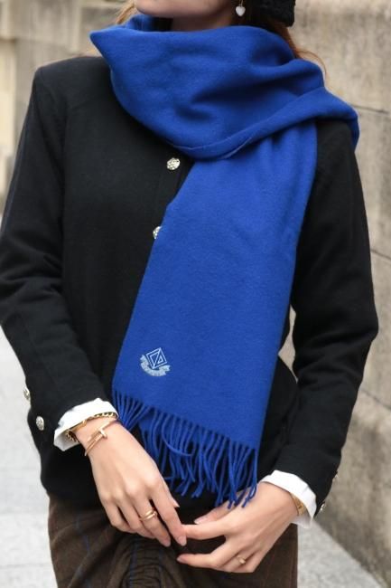 クリスチャンディオール　DIOR  マフラー　CDロゴ　刺繍 vintage】Christian Dior / CD logo embroidery fringe muffler