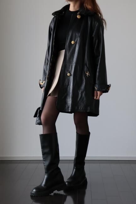 vintage】GIANNI VALENTINO / 3way collar lamb leather coat - Madder