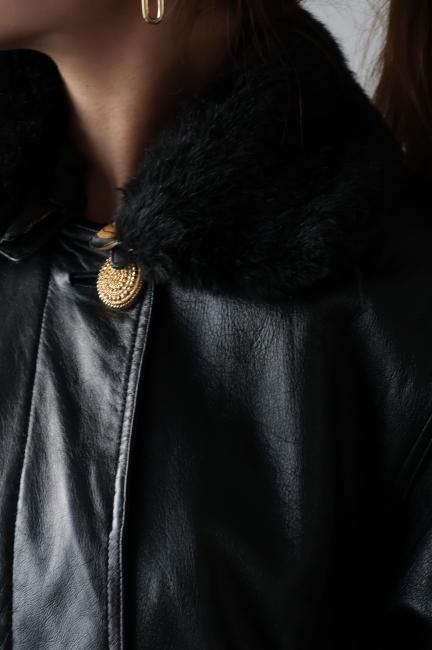 vintage】GIANNI VALENTINO / 3way collar lamb leather coat - Madder