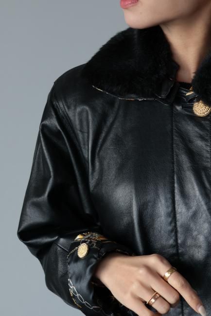 vintage】GIANNI VALENTINO / 3way collar lamb leather coat - Madder