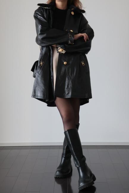 vintage】GIANNI VALENTINO / 3way collar lamb leather coat vintage】GIANNI VALENTINO / 3way collar lamb leather coat