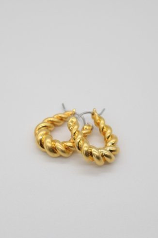 rope motif hoop pierced earrings / gold