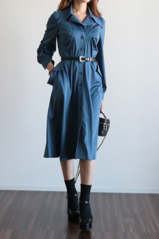 【vintage】2way collar retro buttondown dress