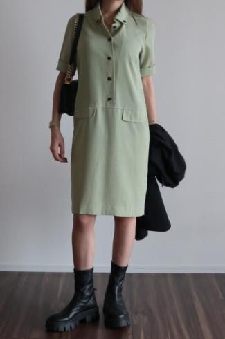 vintagebutton down collar shirt dress