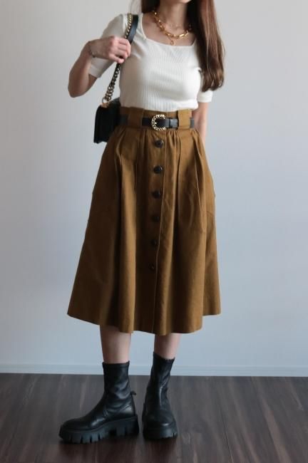 【希少】ヴィンテージ　イヴサンローラン 金ボタン　スカート　YSL 34 vintage】Yves Saint Laurent / button down linen mix skirt