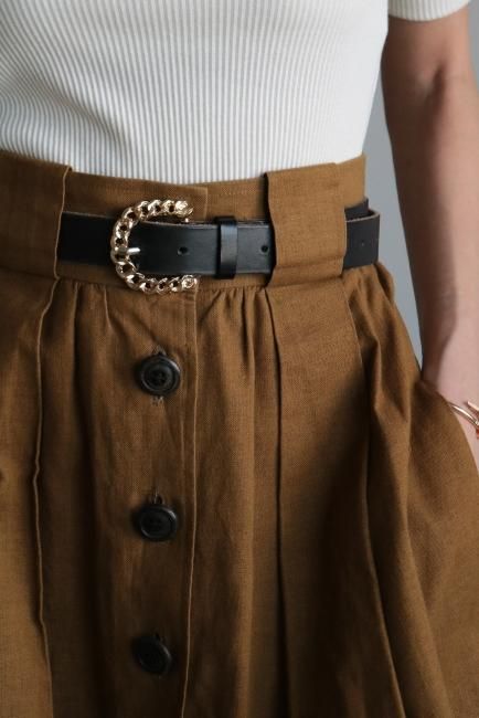 vintage】Yves Saint Laurent / button down linen mix skirt