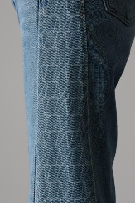 side switching flare denim pants / blue - Madder vintage