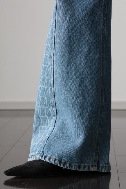 マダーヴィンテージ　ワイドパンツ　フレアパンツS side switching flare denim pants / blue - Madder vintage