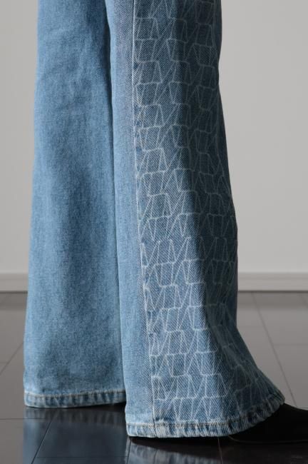 side switching flare denim pants / blue - Madder vintage
