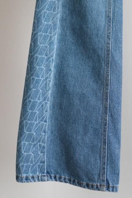 side switching flare denim pants / blue - Madder vintage