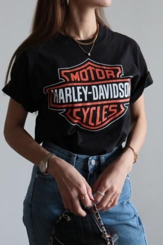 USEDHARLEYDAVIDSON / CALMET HD original big logo print tee