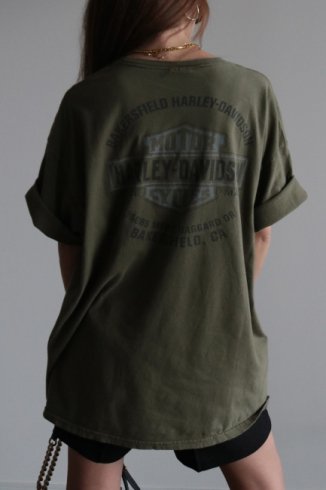 USEDHARLEYDAVIDOSON / BAKERSFIELD HD original logo print big silhouette tee