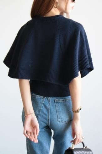 summer knit cape tops / navy