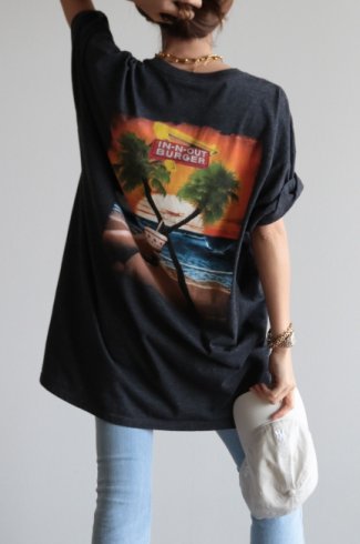 USEDIN-N-OUT BURGER sunset graphic big silhouette tee