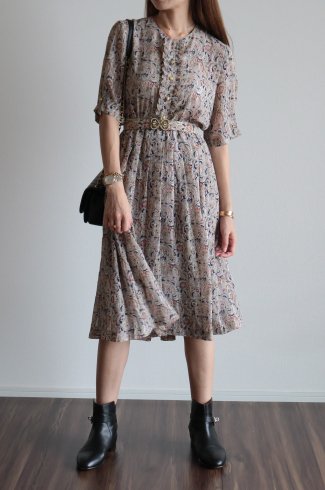 vintage80's bijou button paisley dress 