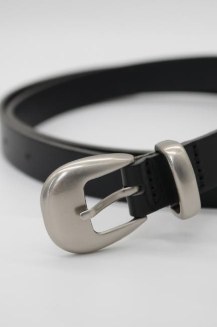 ベルト レザー 銀色金具 80 全長約95cm (0706) silver buckle leather belt / black - Madder vintage