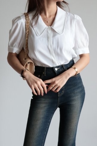 chelsea collar georgette blouse / white