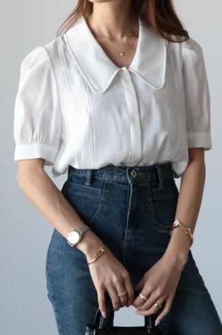 <img class='new_mark_img1' src='https://img.shop-pro.jp/img/new/icons56.gif' style='border:none;display:inline;margin:0px;padding:0px;width:auto;' />chelsea collar georgette blouse / white