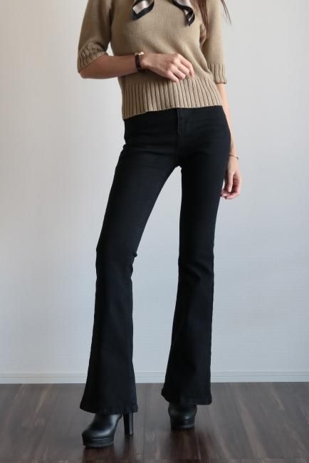 side switching flare denim pants / blue - Madder vintage