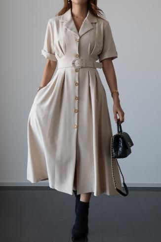 <img class='new_mark_img1' src='https://img.shop-pro.jp/img/new/icons56.gif' style='border:none;display:inline;margin:0px;padding:0px;width:auto;' />open collar gold button retro dress / ivory