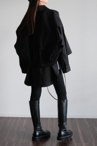 layered design cotton jacket / black